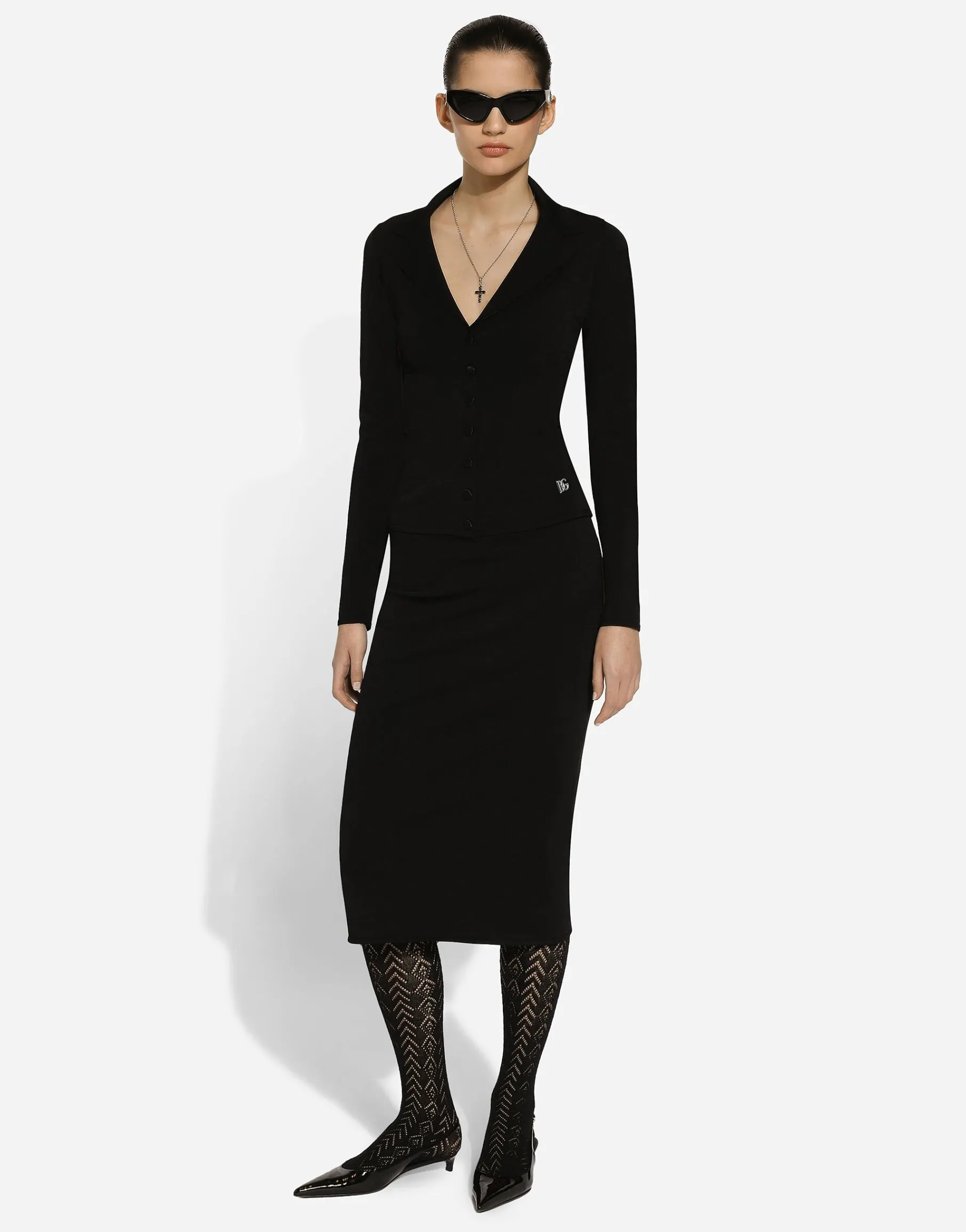 Short stretch viscose knit jacket with DG logo
