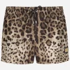 Short swim trunks with leopard print