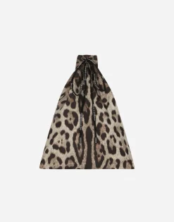 Short swim trunks with leopard print