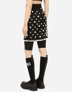 Short tulle skirt with pearl embellishment
