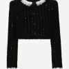 Short tweed jacket with micro-sequin embellishment