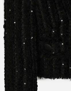 Short tweed jacket with micro-sequin embellishment