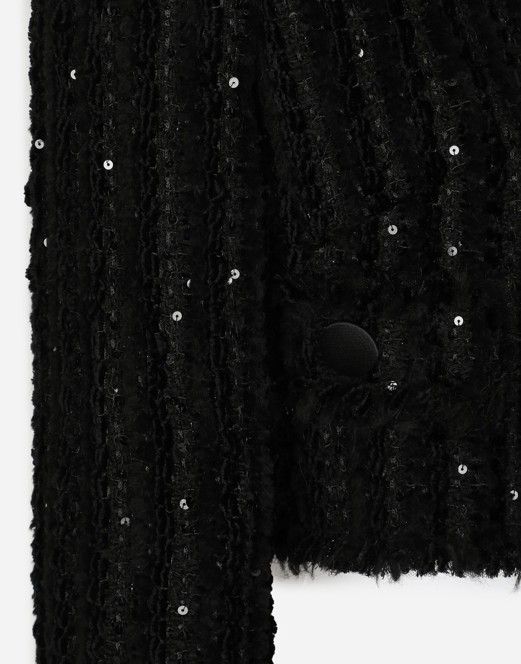 Short tweed jacket with micro-sequin embellishment