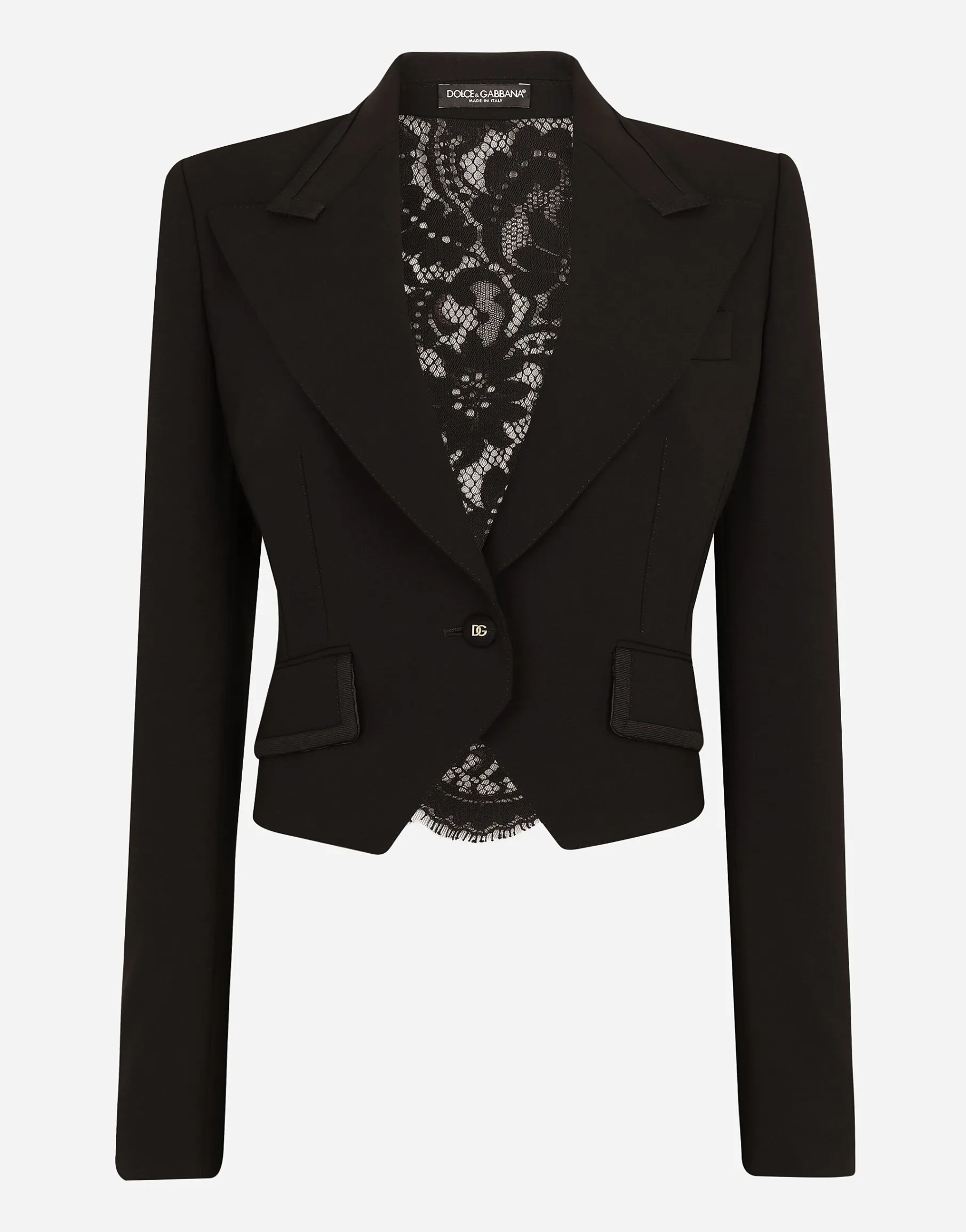 Short wool and cordonetto lace jacket