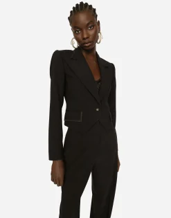 Short wool and cordonetto lace jacket