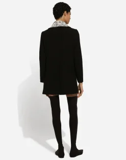 Short wool coat with lace details