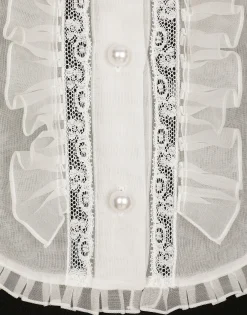 Short wool crepe dress with organza shirt front