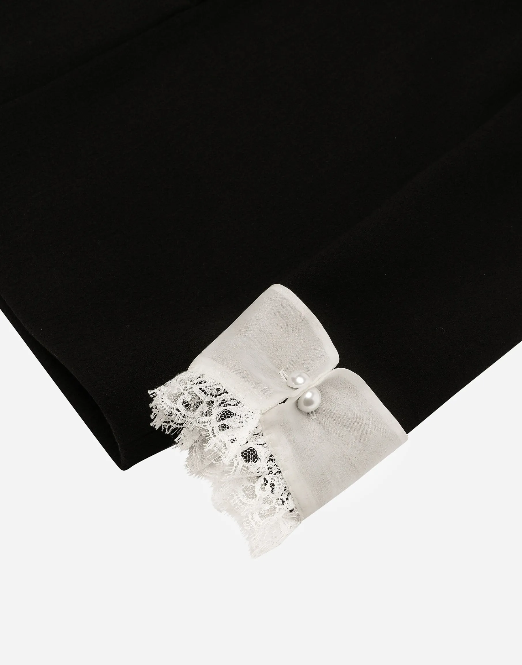 Short wool crepe dress with organza shirt front