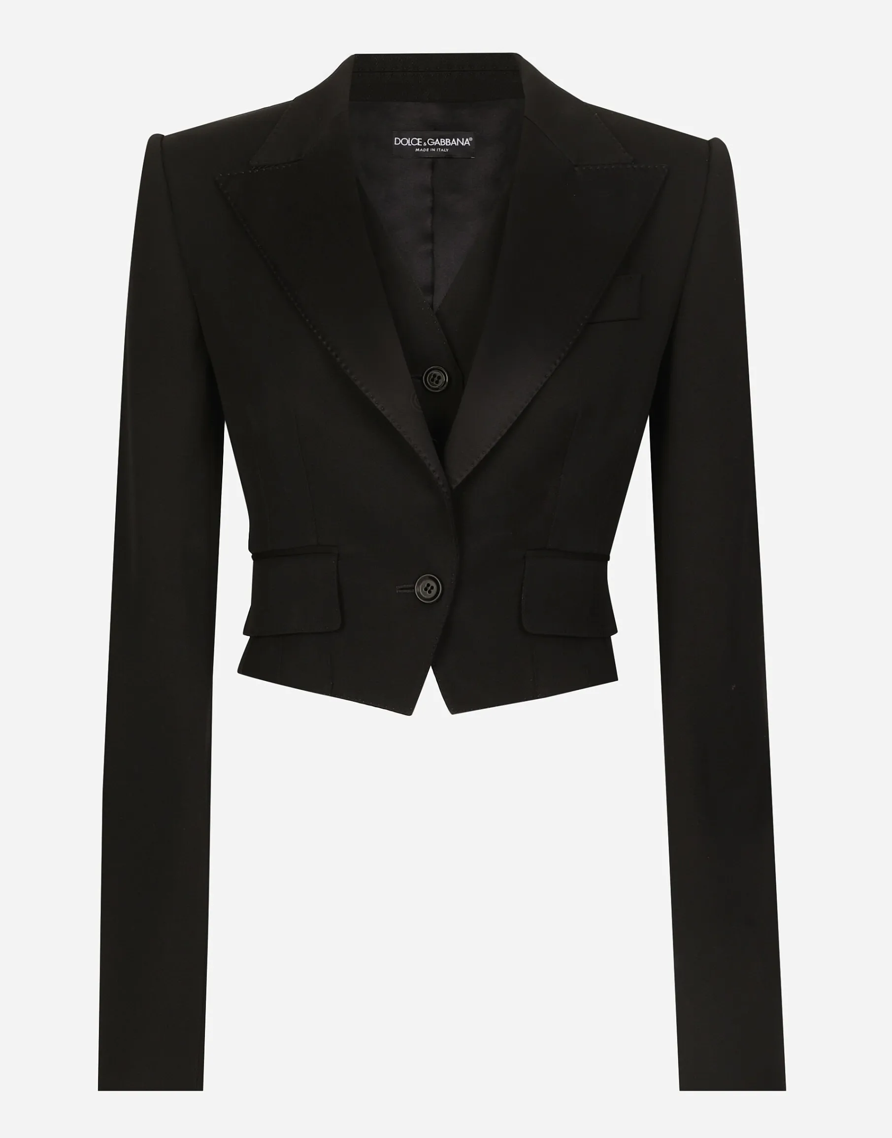 Short wool gabardine jacket with vest