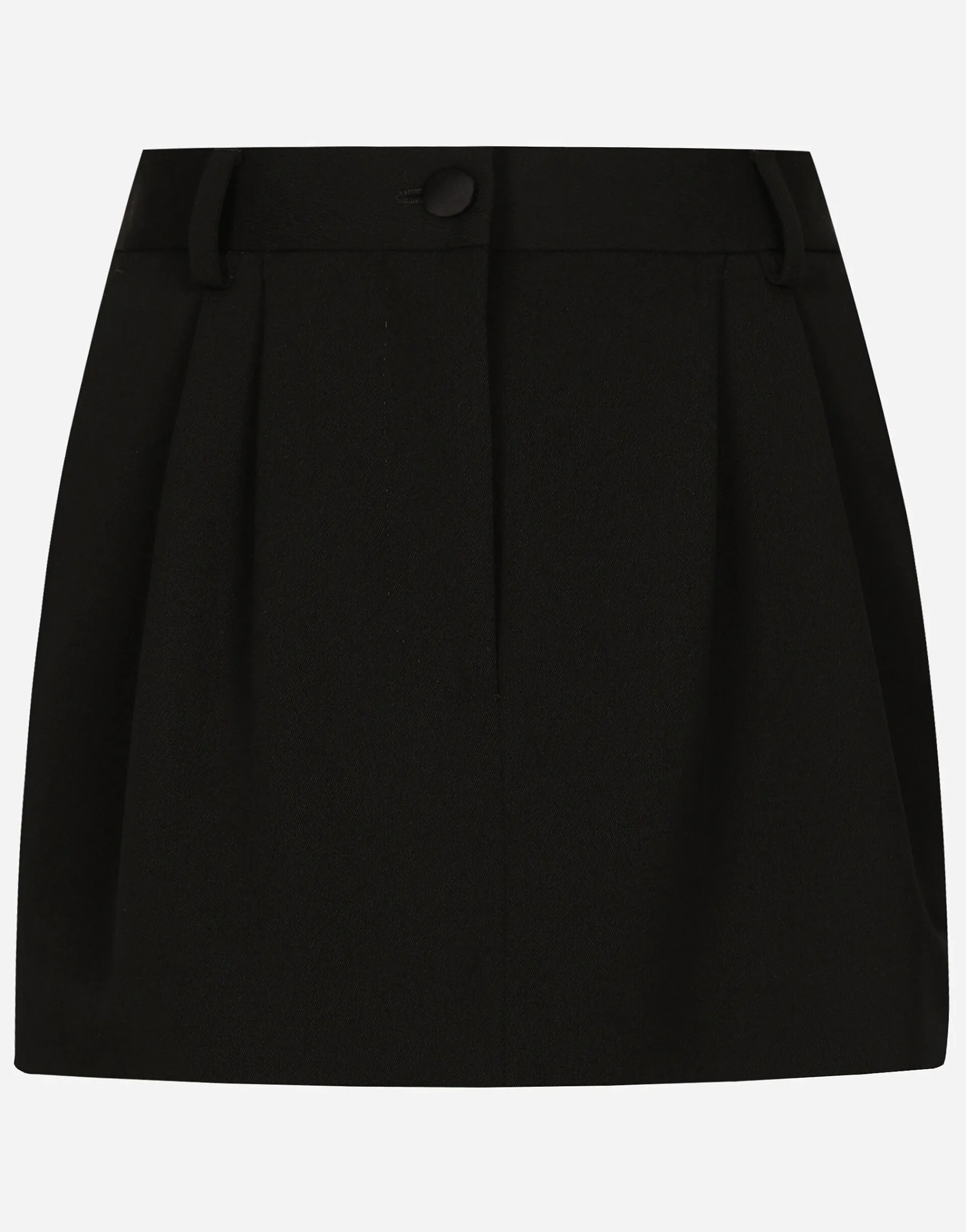 Short wool gabardine tuxedo skirt