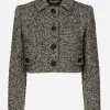 Short wool micro-tweed jacket