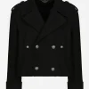 Short wool military-style coat