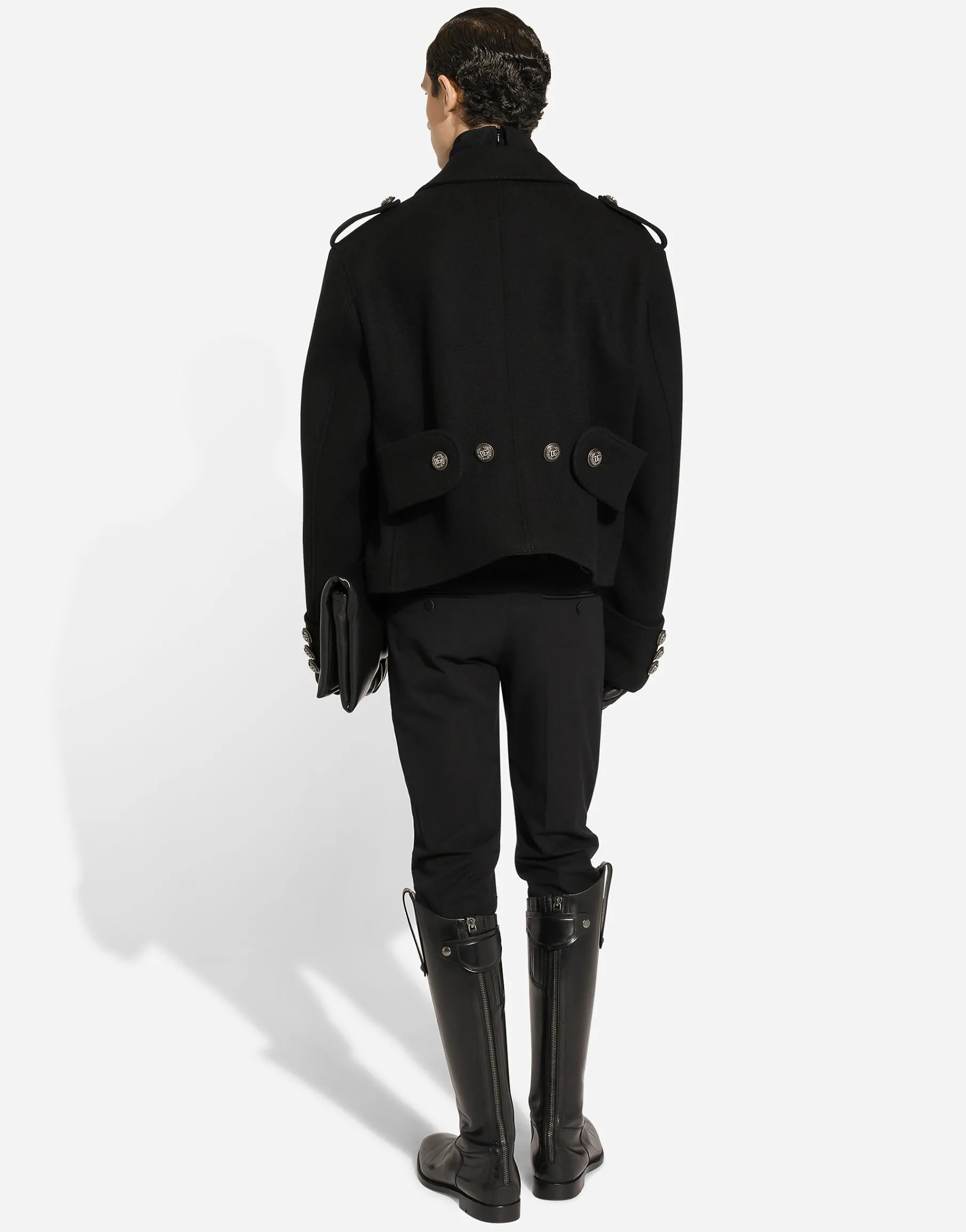Short wool military-style coat