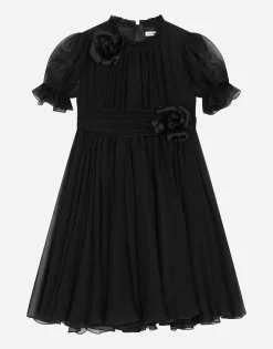 Short-sleeved chiffon dress