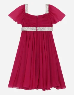 Short-sleeved chiffon dress