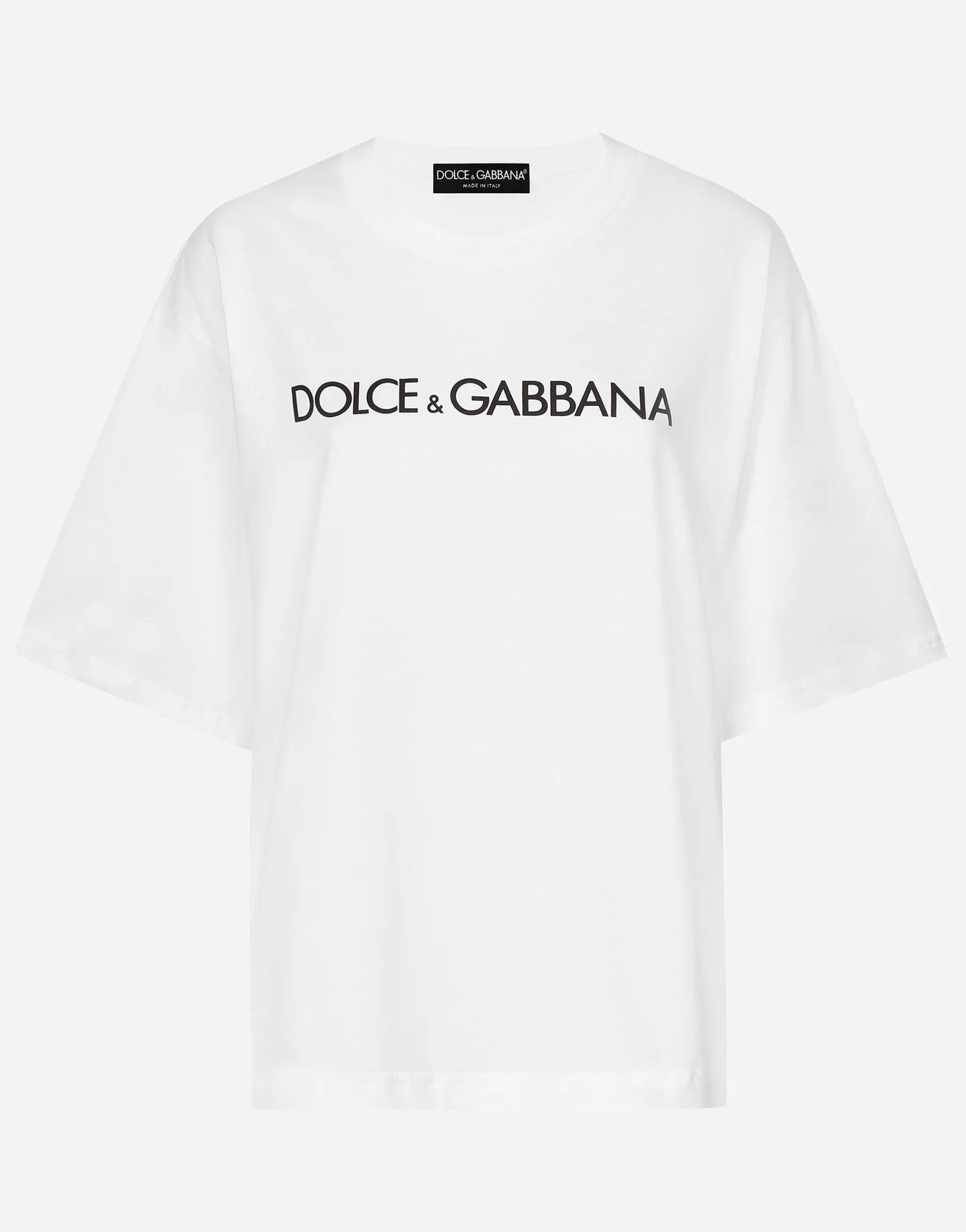 Short-sleeved cotton T-shirt with Dolce&Gabbana lettering