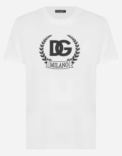 Short-sleeved cotton T-shirt with DG print