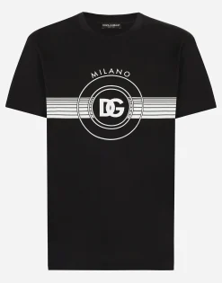 Short-sleeved cotton T-shirt with DG print