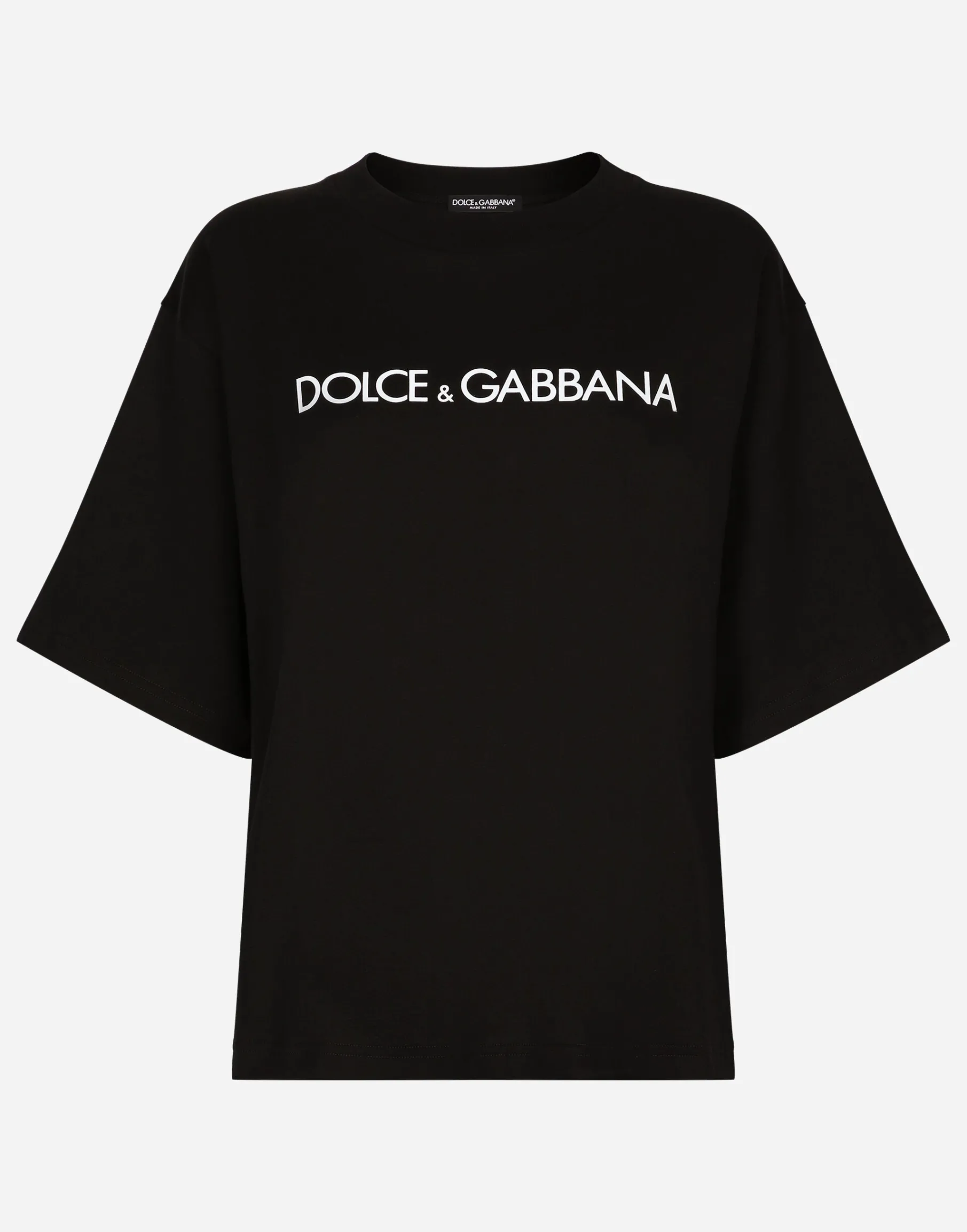 Short-sleeved cotton T-shirt with Dolce&Gabbana lettering