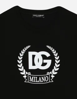 Short-sleeved cotton T-shirt with DG print