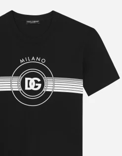 Short-sleeved cotton T-shirt with DG print