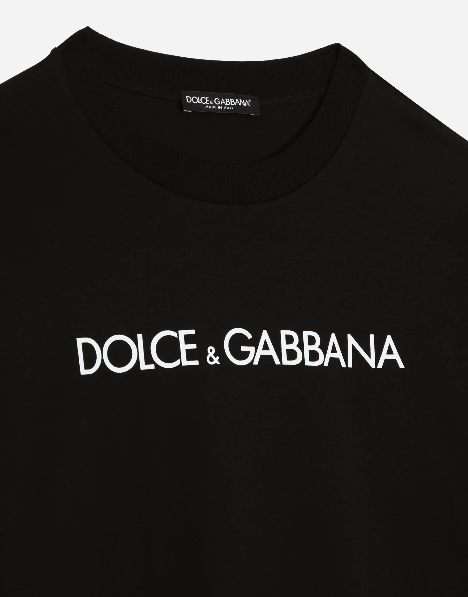 Short-sleeved cotton T-shirt with Dolce&Gabbana lettering