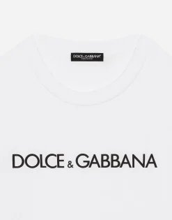 Short-sleeved cotton T-shirt with Dolce&Gabbana lettering
