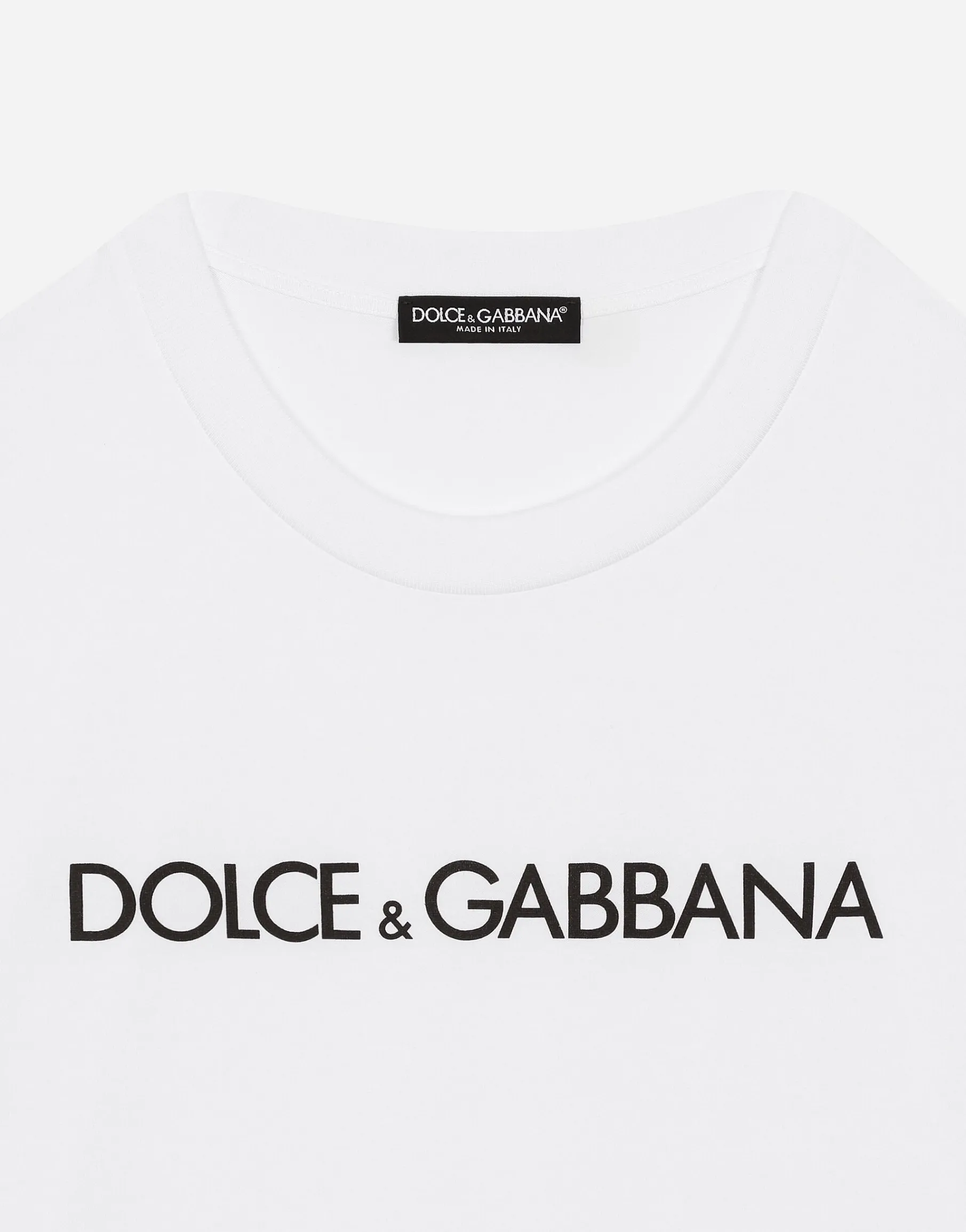 Short-sleeved cotton T-shirt with Dolce&Gabbana lettering