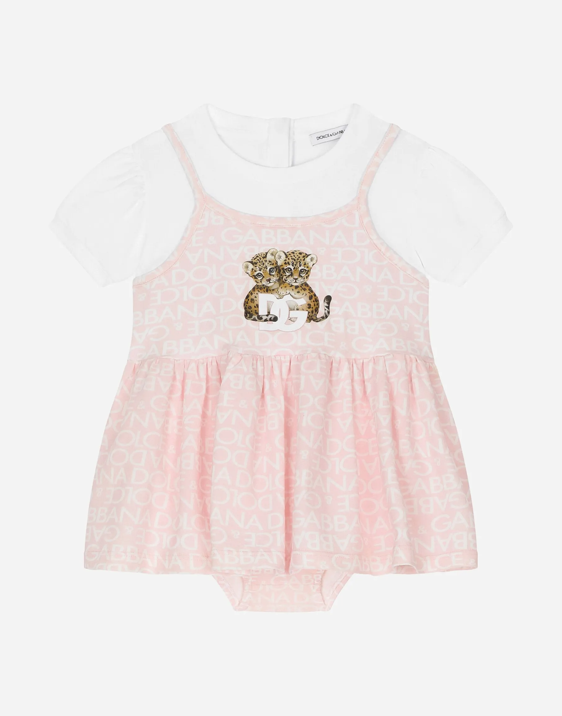Short-sleeved dress with all-over logo-print