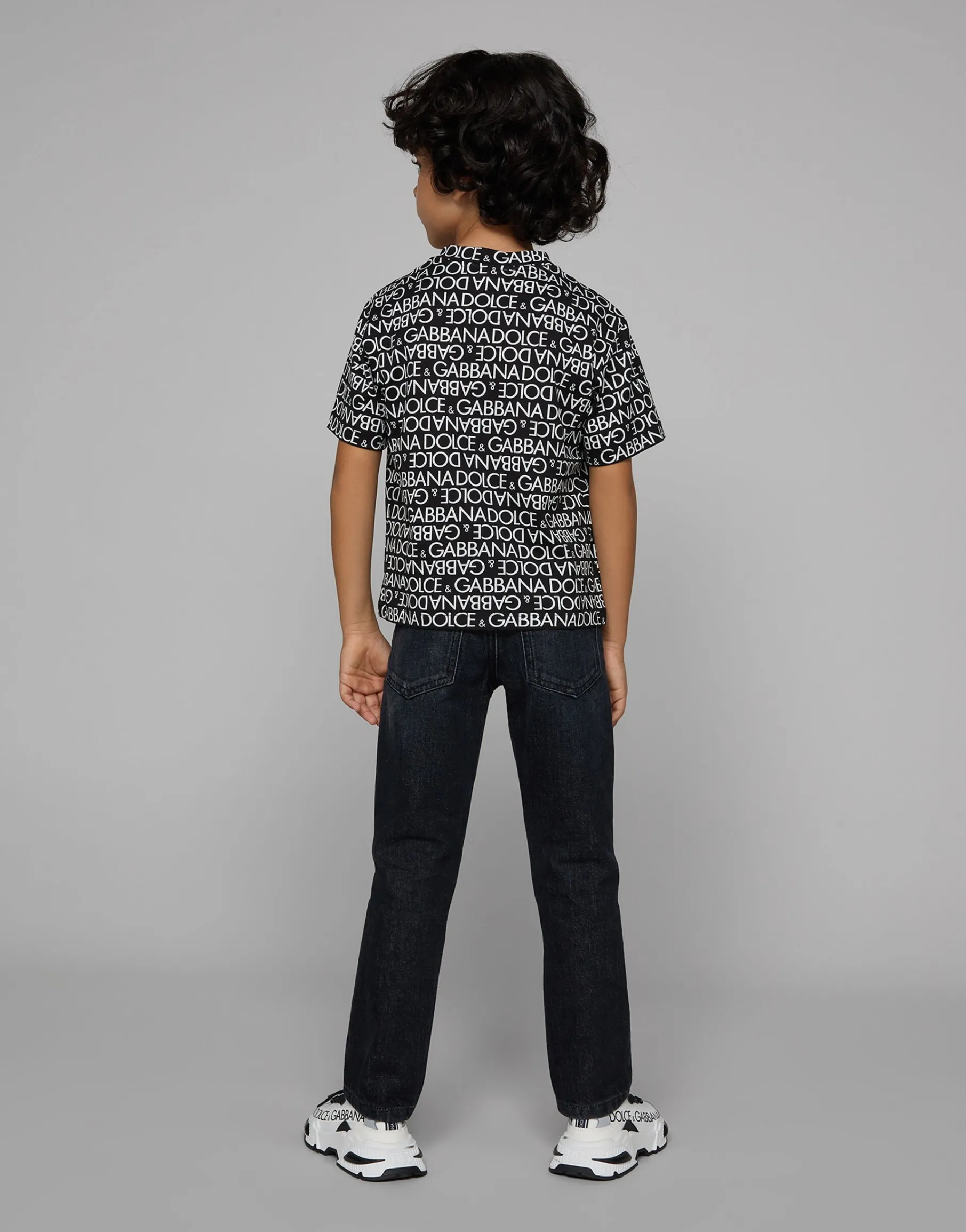 Short-sleeved jersey T-shirt with the all-over logo-print