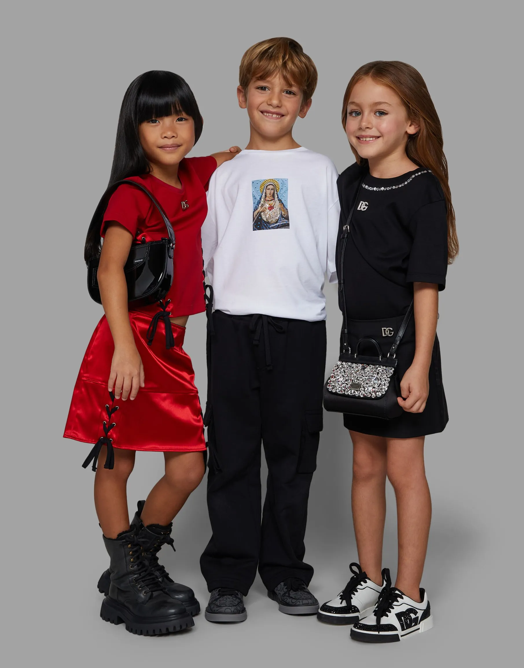 Short-sleeved jersey T-shirt with rhinestones