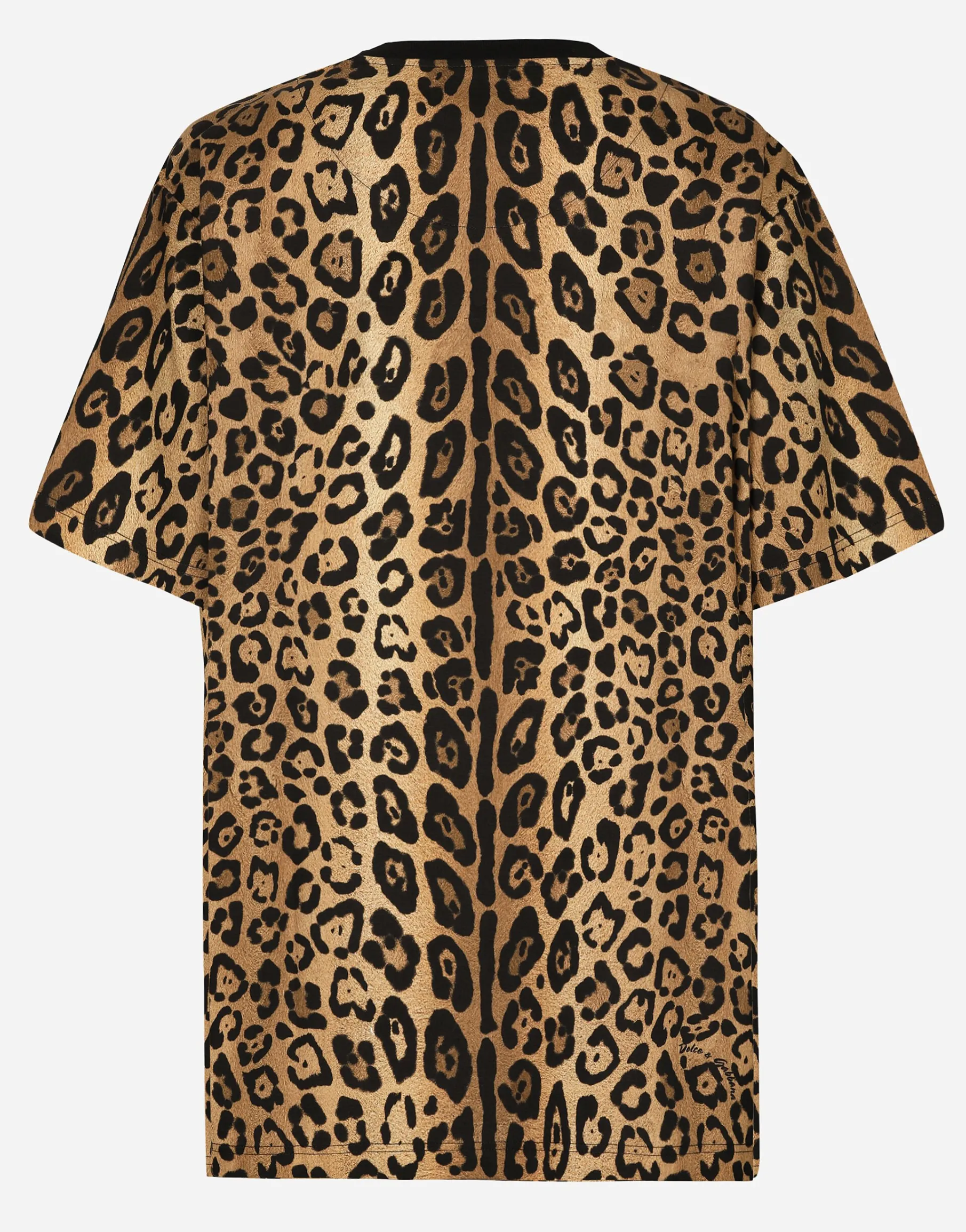 Short-sleeved leopard-print jersey T-shirt