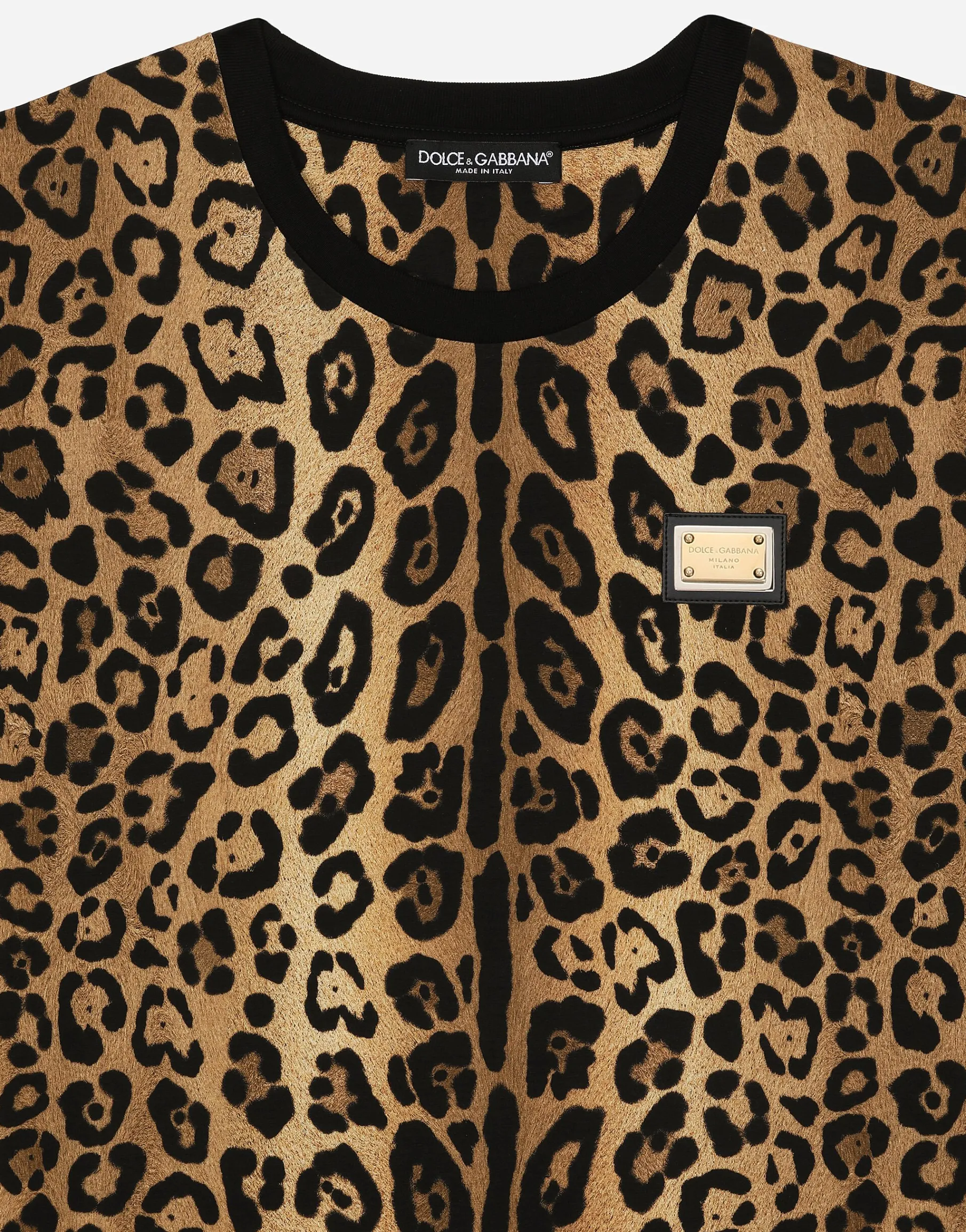 Short-sleeved leopard-print jersey T-shirt