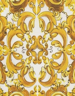 Short-sleeved majolica-print stretch viscose sweater