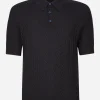 Short-sleeved silk polo-shirt