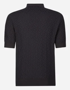 Short-sleeved silk polo-shirt