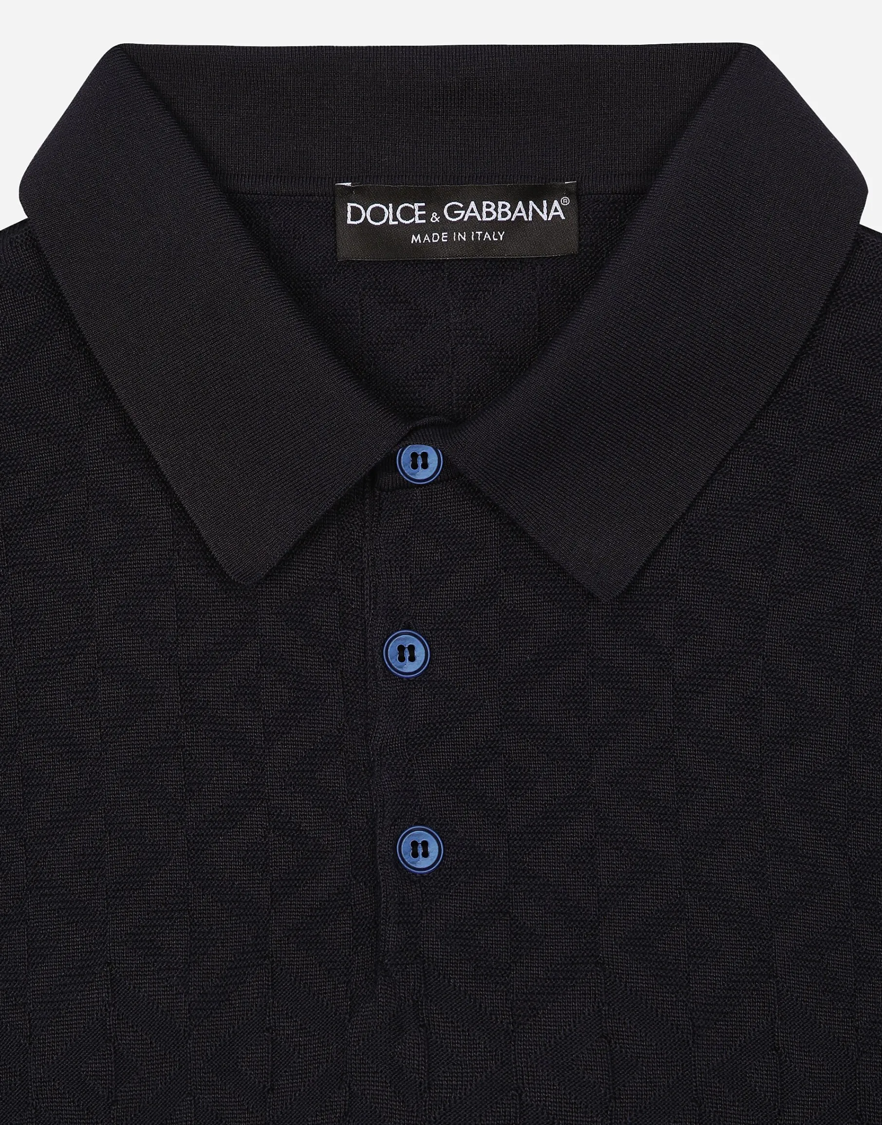 Short-sleeved silk polo-shirt