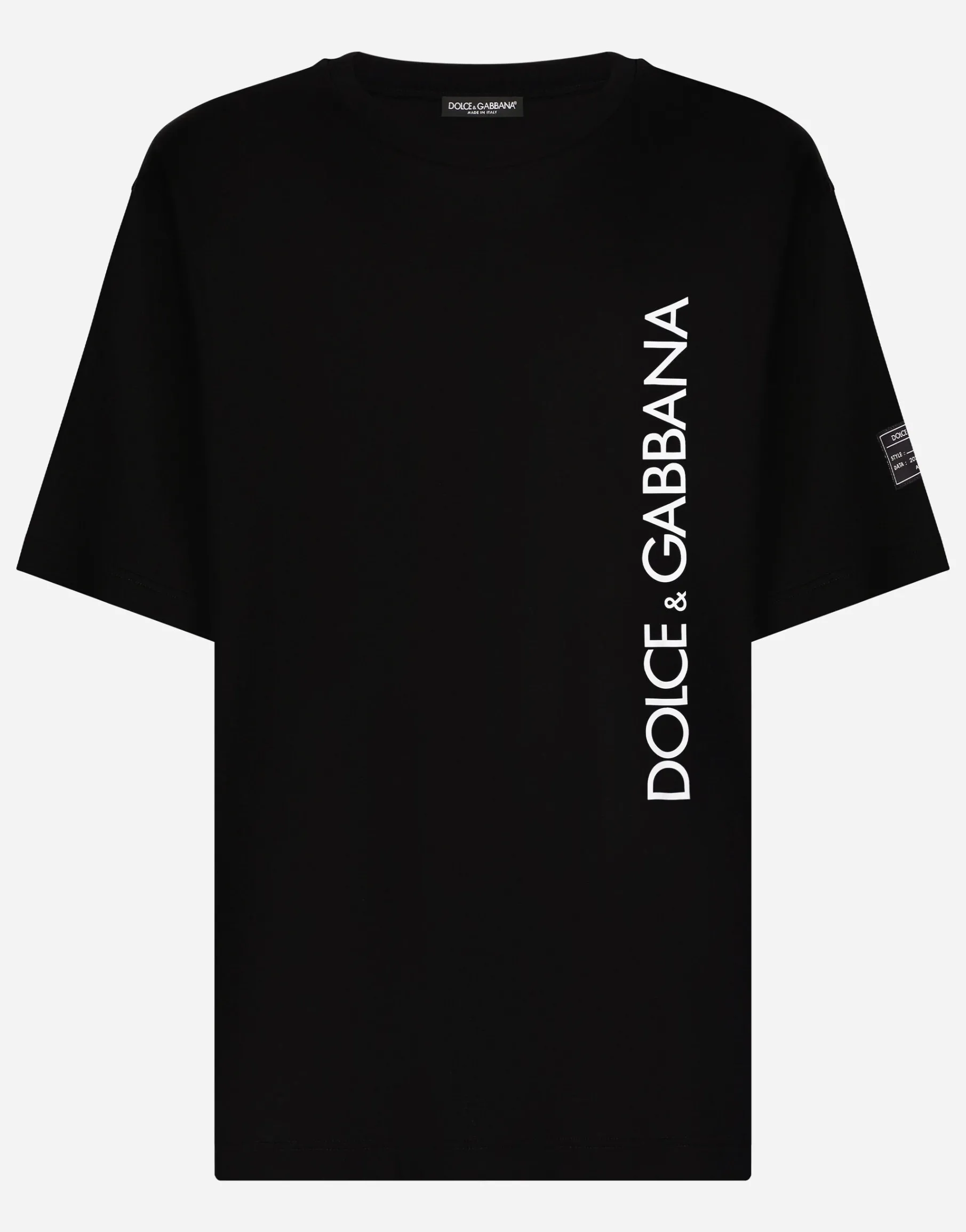 Short-sleeved T-shirt with vertical logo print