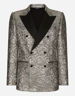 Sicilia double-breasted lamé jacquard tuxedo jacket