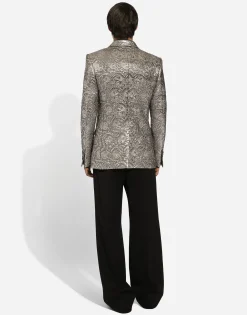 Sicilia double-breasted lamé jacquard tuxedo jacket