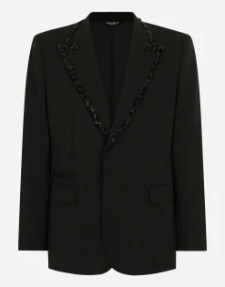 Sicilia single-breasted tuxedo jacket with rhinestones