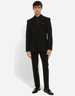 Sicilia single-breasted tuxedo jacket with rhinestones