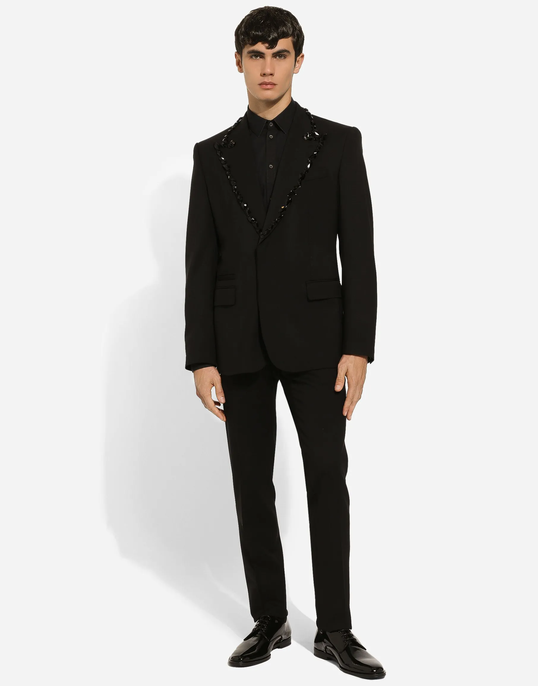 Sicilia single-breasted tuxedo jacket with rhinestones