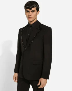 Sicilia single-breasted tuxedo jacket with rhinestones