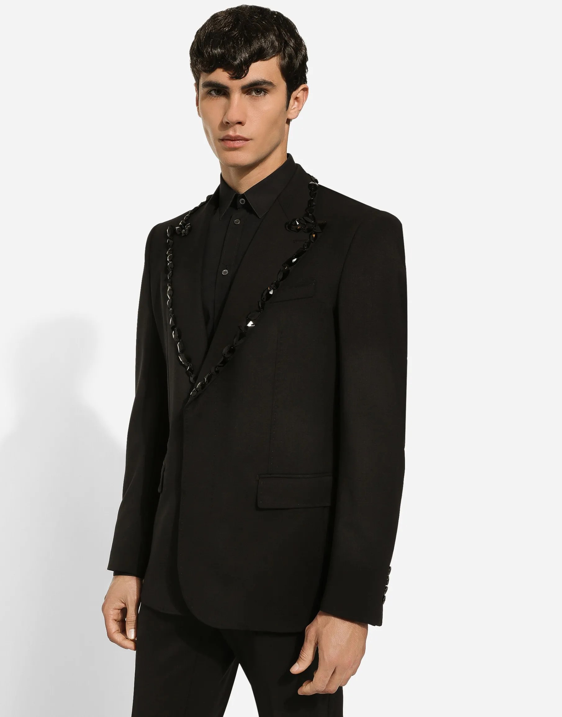 Sicilia single-breasted tuxedo jacket with rhinestones