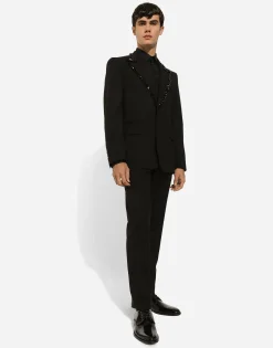 Sicilia single-breasted tuxedo jacket with rhinestones