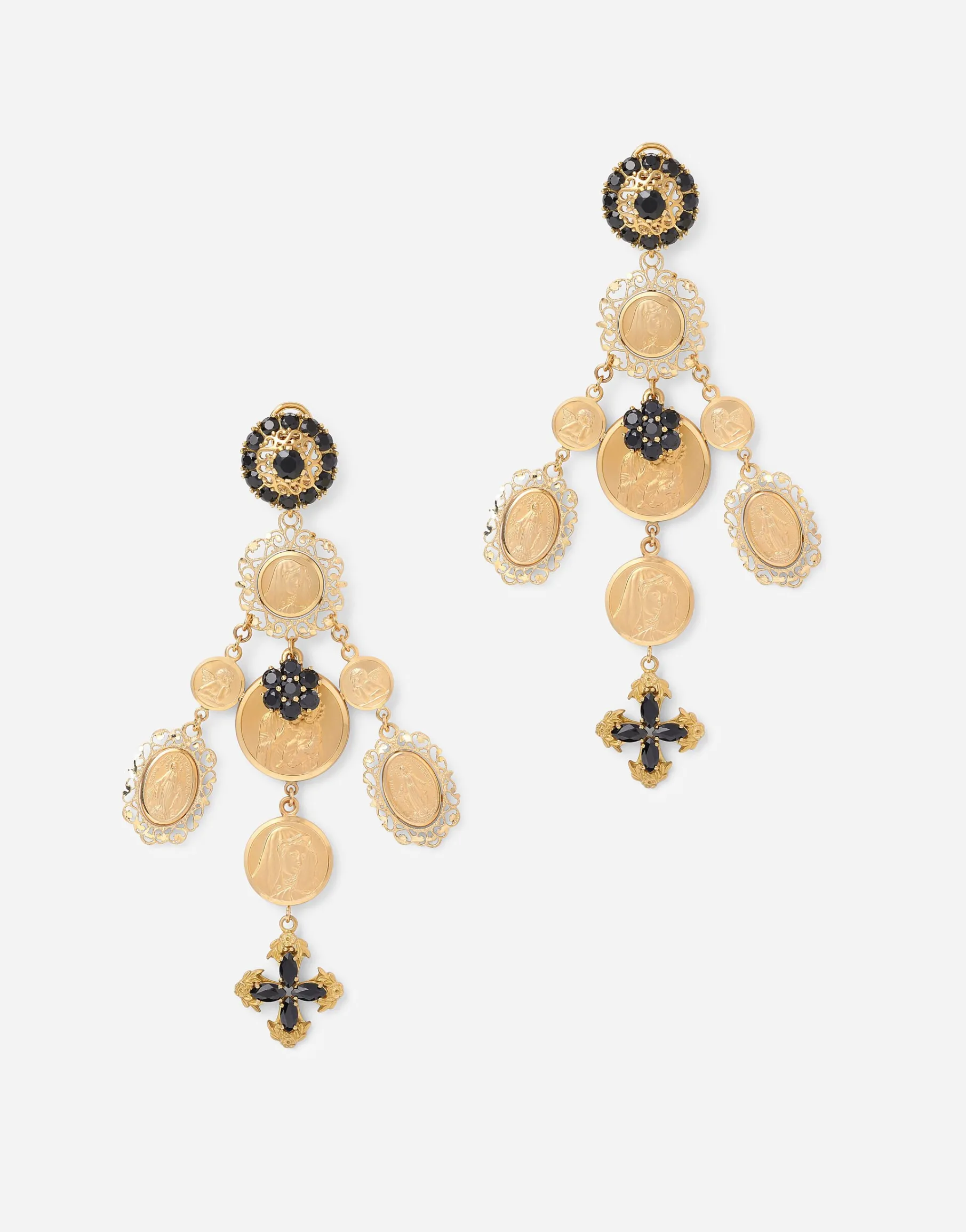Sicily earrings in yellow 18kt gold with medals