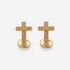 Sicily yellow gold cufflinks featuring a cross