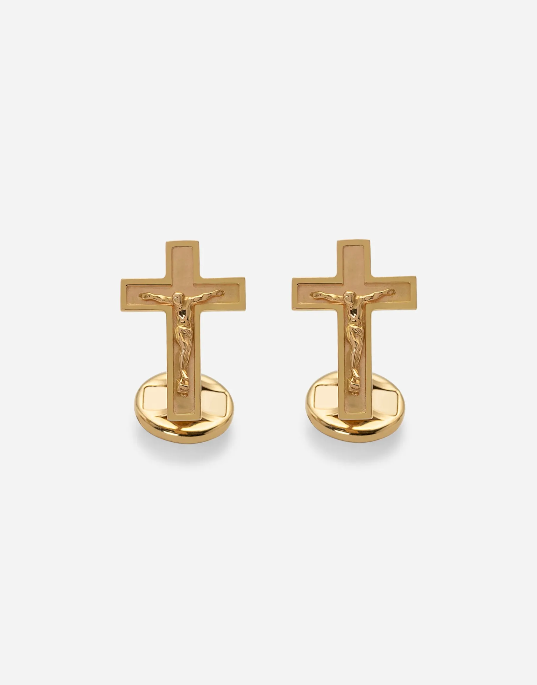 Sicily yellow gold cufflinks featuring a cross