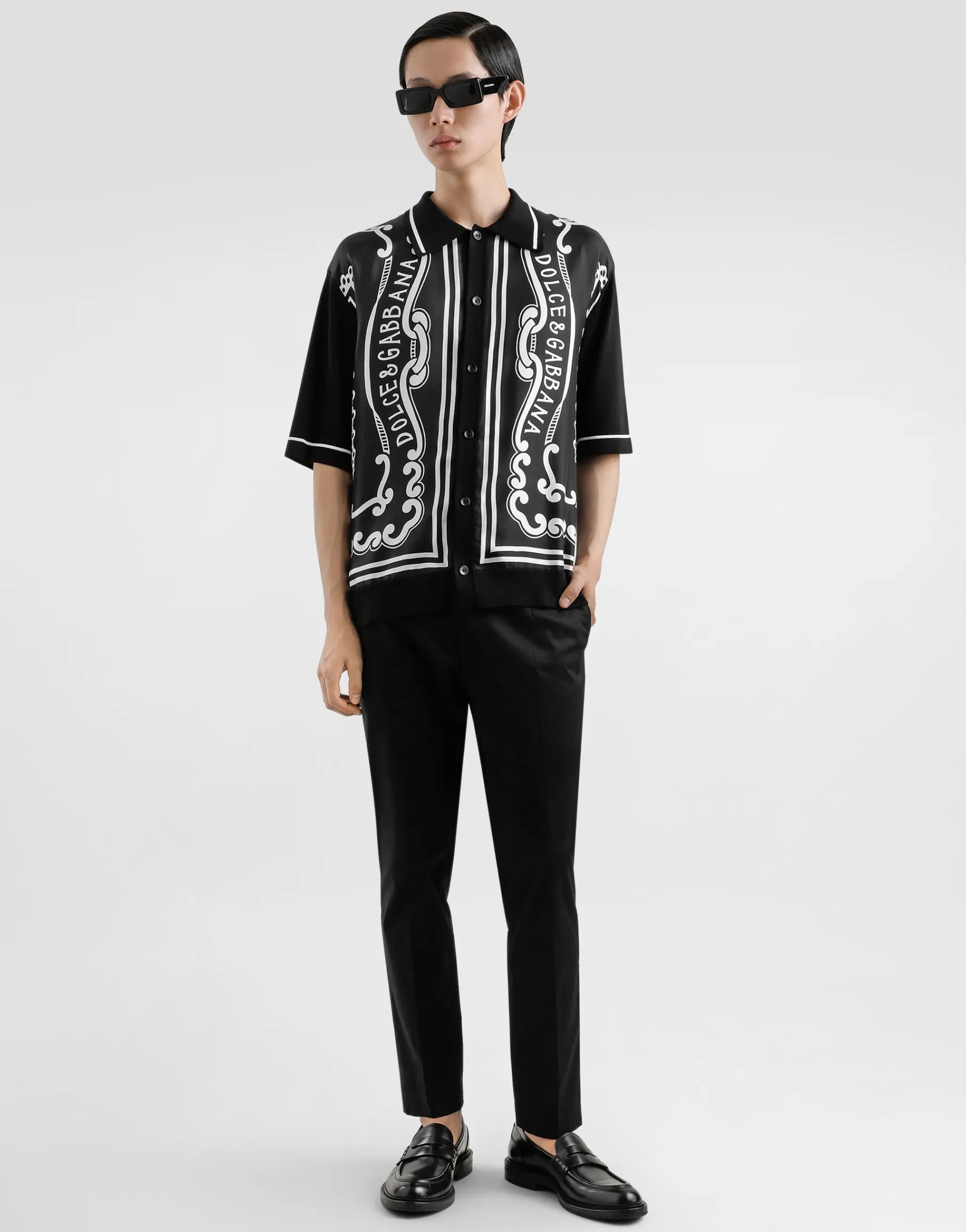 Silk and cotton shirt with bandanna print